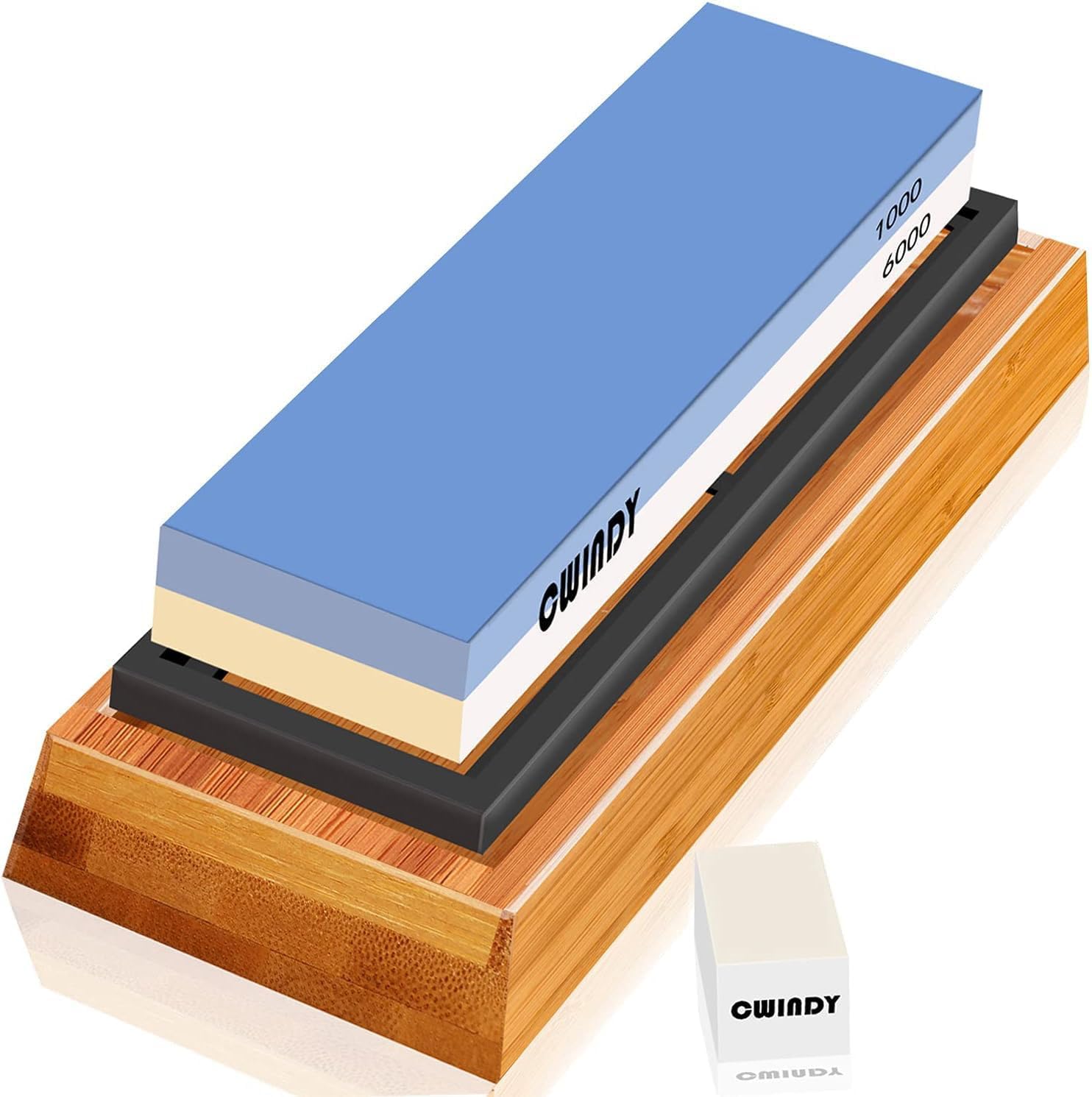 Sharpening Stone Whetstone Kit Dual Sided 1000/6000 Grit Professional Whetstone Knife Sharpener Wet Stone Set Nonslip Base, and Fix Stone