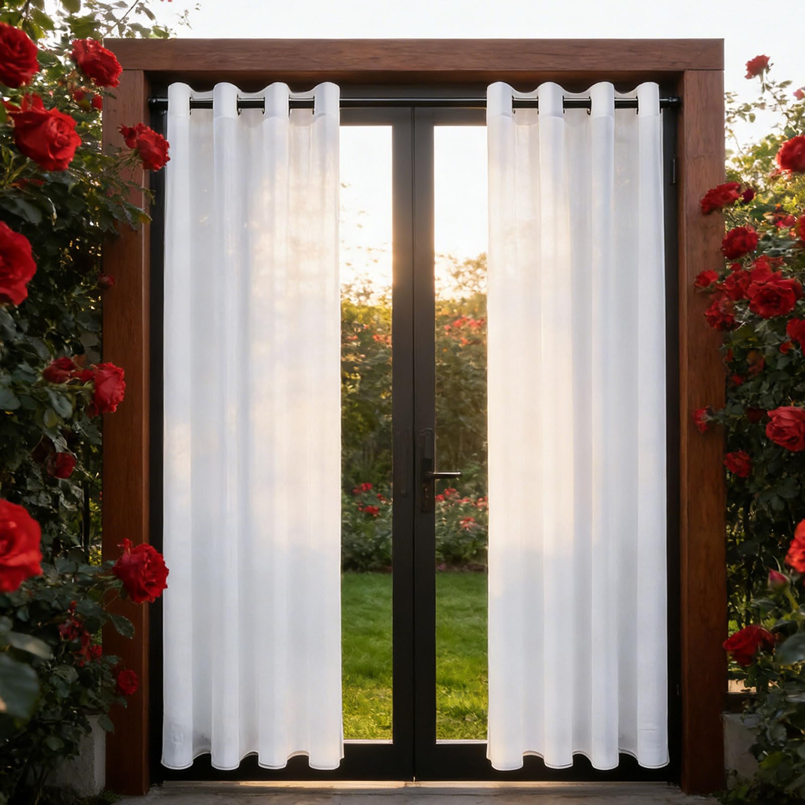 Cortinas salon GUOJUN de 55 x 60 cm en tejido translucido blanco moderno para ventanas