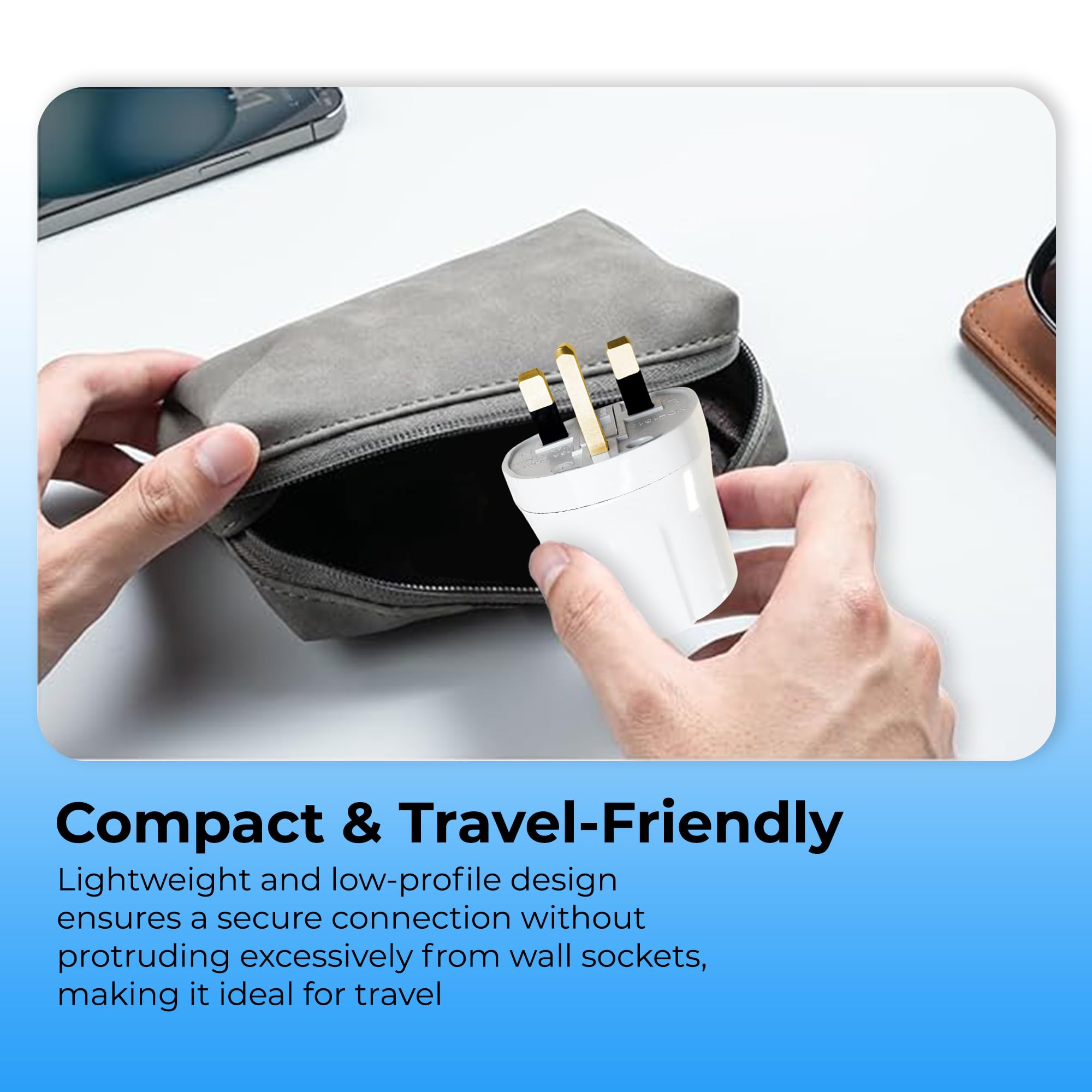 Double Dragon EU to UK Plug Adapter | European 2-Pin to UK 3-Pin Travel Adapter | Schuko & Europlug from France, Germany, Spain, Italy to UK Socket | BS8546 Certified, 13A Fused – White (1 Pack) — view 8