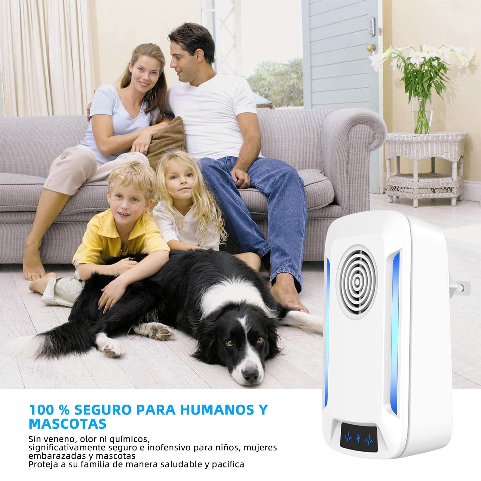 Ultrasónico de Plagas,6 Pack Antimosquitos Electrónico y Ahuyentador de Roedores, Repelente Ultrasónico Ratas para Anti Mosquitos, Moscas, Ratones, Cucarachas, Arañas, Roedores(Blanco)