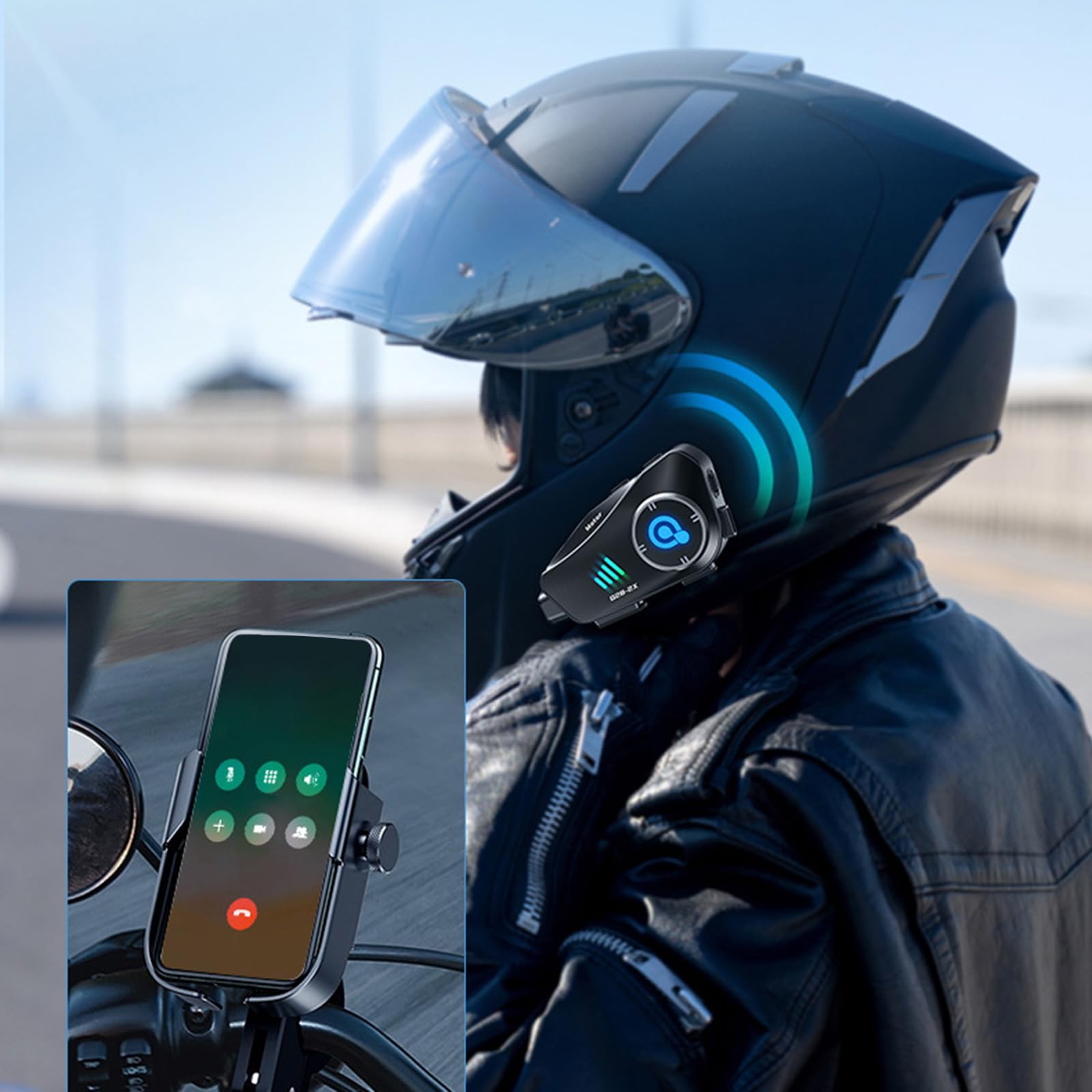 Helmets - Intercomunicador compatible con Bluetooth con grabadora de conducción 1080P 120°, auriculares de 360 grados, cámara