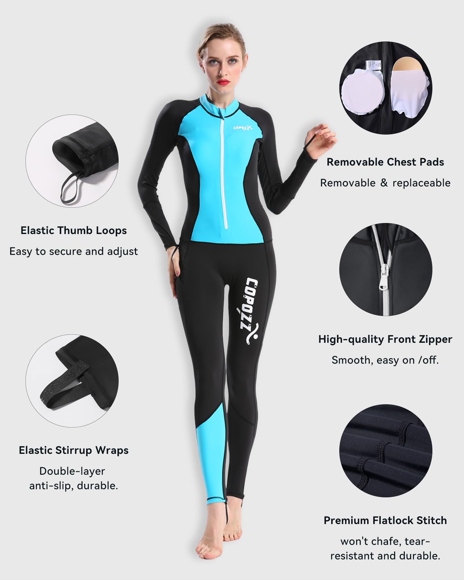 Amazon.com: COPOZZ Womens Wetsuit Full Body Swimsuit for Women