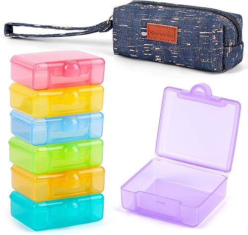 Kononia Organizador de pastillas de corcho natural 1 vez al día, exquisito bolso diseñado con 7 pastillas de gran capacidad (azul)