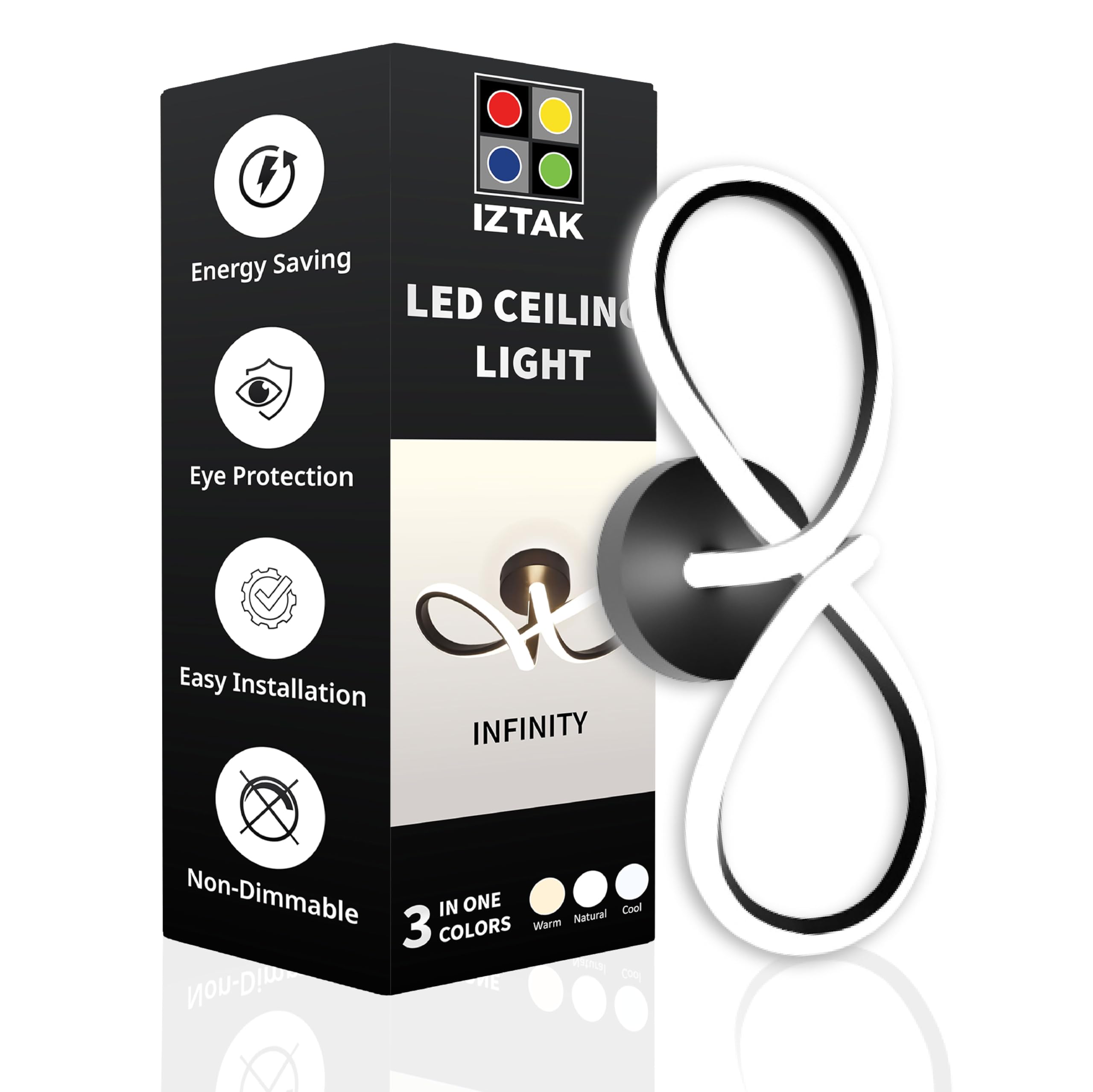 IZTAK 50 W LED Ceiling Light for Hotel, Bed Room Kitchen, Living Room, Entrance Corridor | 3 in 1 Colour Surface Light | Modern False Ceiling Light (Infinity Loop)-image-47