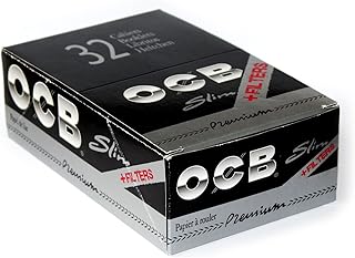 OCB Black Premium King Size Slim Rolling Papers + Filter Tips Cigarette Papers Smoking Papers Pack of 32 Booklets from SUDESH ENTERPRISES