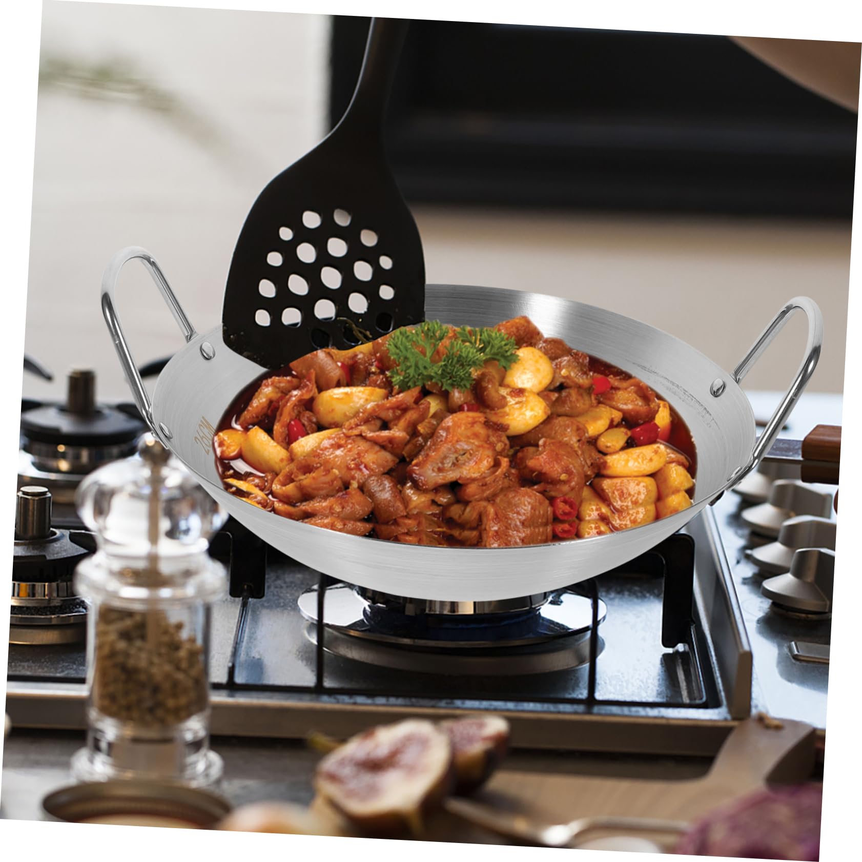 Padella Wok In Acciaio Inossidabile 26cm - Doppio Manico Per Cucina Professionale - Foto 2