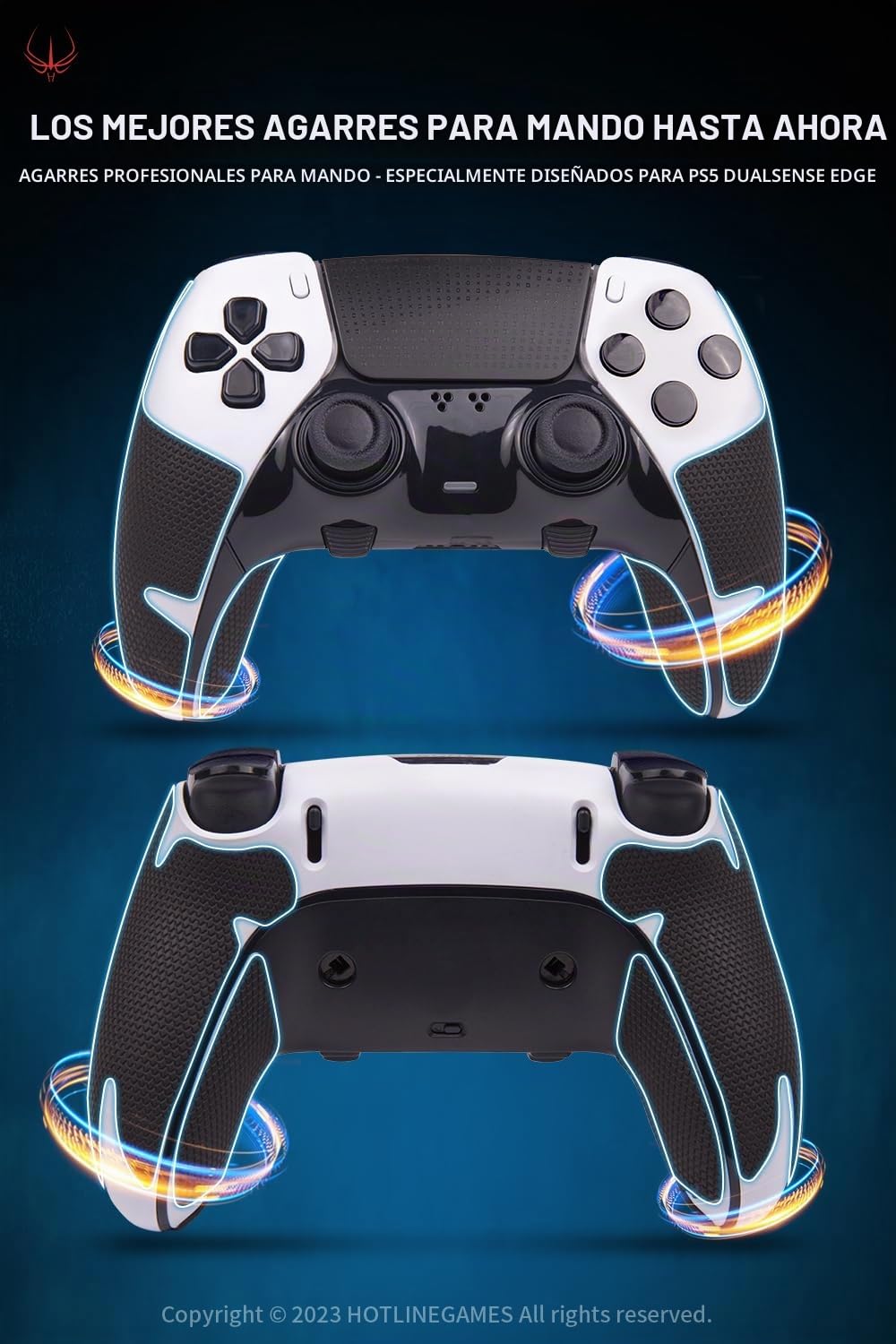HOTLINEGAMES Empuñaduras de mando compatibles con PS5 Dualsense Edge, accesorios de controlador de PlayStation 5, kit de piel, cinta de agarre antideslizante, absorbe el sudor, fácil de aplicar