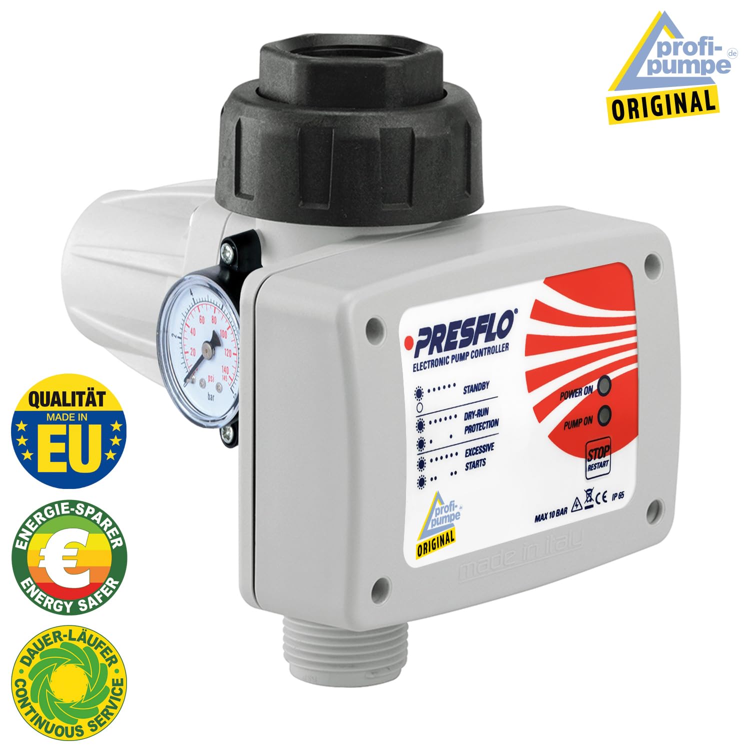 PRESOSTATO DE CONTROL DE BOMBA inteligente PRESFLO-2® - 1,5 bar f- PLANTA DE AGUA DE CASA DE BOMBA Controlador automático de bomba con PROTECCIÓN DE FUNCIONAMIENTO EN SECO y PARADA DE EMERGENCIA