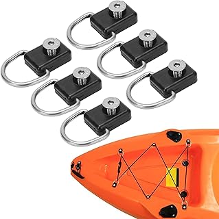 Uadme 6Pcs Kayak D Ring Canoe Kayak Fishing Rigging D Ring D Buckle Tie Down Loop Kayak Rigging D Rings Safety Deck Fitting Accessory with M6 Screws
