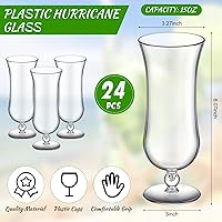 Vista 2 de Lallisa 24 vasos de plástico para huracanes de 15 onzas, resistentes a las roturas, de plástico transparente, de piña colada, vasos de cóctel