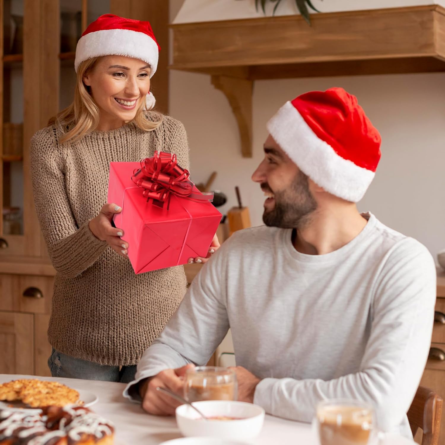 32 Pcs Christmas Large Pull Bows for Gift Wrapping, 6 Inch Organza Ribbon Red Gift Bows for Presents, Vibrant Colors Xmas Decorative Bows for Baskets Valentine Wedding Party Holiday Decor - Image 5