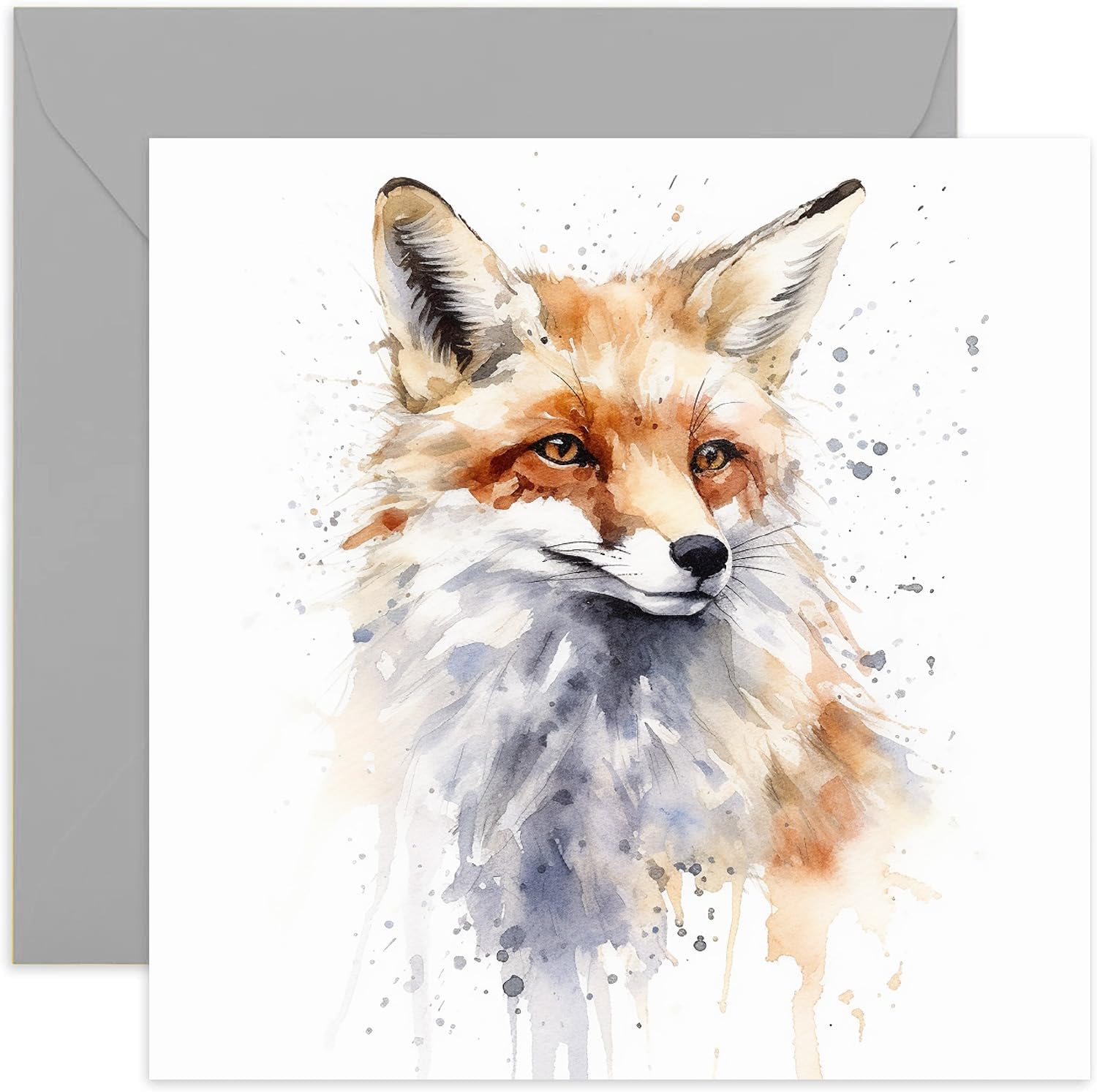 Old English Co. Watercolour Red Fox Greeting Card for Birthday - Cute Birthday Card for Mum, Nan, Sister, Her - Wildlife Art Card for Thinking of You,