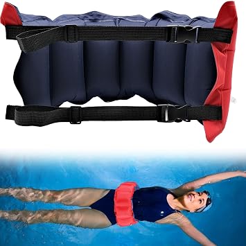 Inflatable Swim Belt, Waist Floatation Belt, Portable Swimming Belt with Adjustable Strap Pool Floating Belt Exercise Swimming Training Aid for Adults
