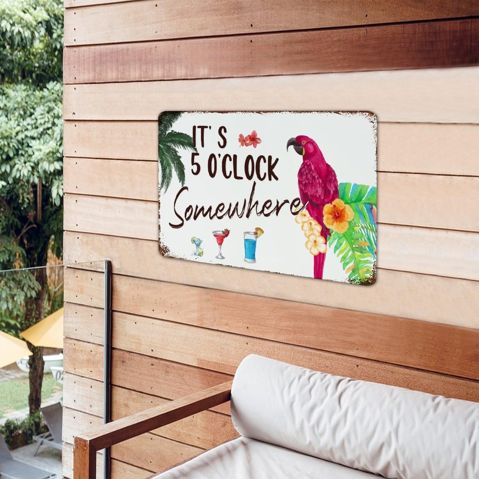 Demissle Metal Bar Decorations for Home It's 5 O'clock Somewhere Wall Decor 10 x 15