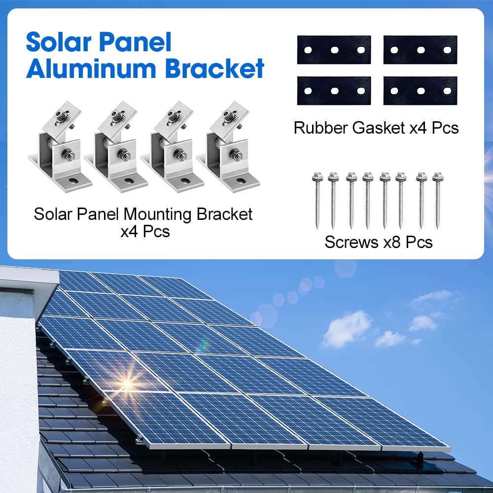 mizikuu Solarpanel Halterung Dachhaken, 4 Stück Befestigung Solarmodul Z- Halterung Montage Solarpanel Dachmontage Individuell Verstellbar pv modul halterung für Wohnmobile, Dächer, Wände