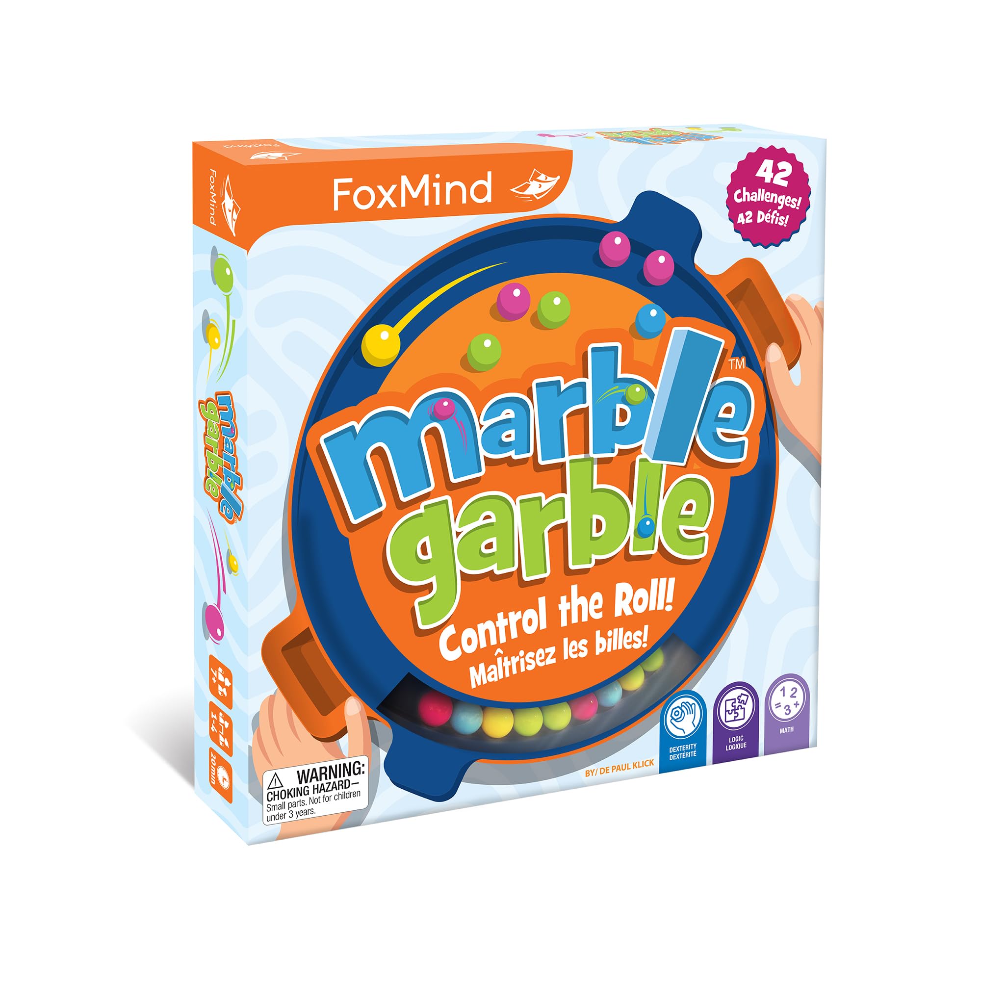 Foxmind Marble Garble Quick Kids Card Game, 4 Difficulty Levels, 20 Minute Family Dexterity Games, Solo and Multiplayer Math Card Games, Logical Family Board Game for Game Night