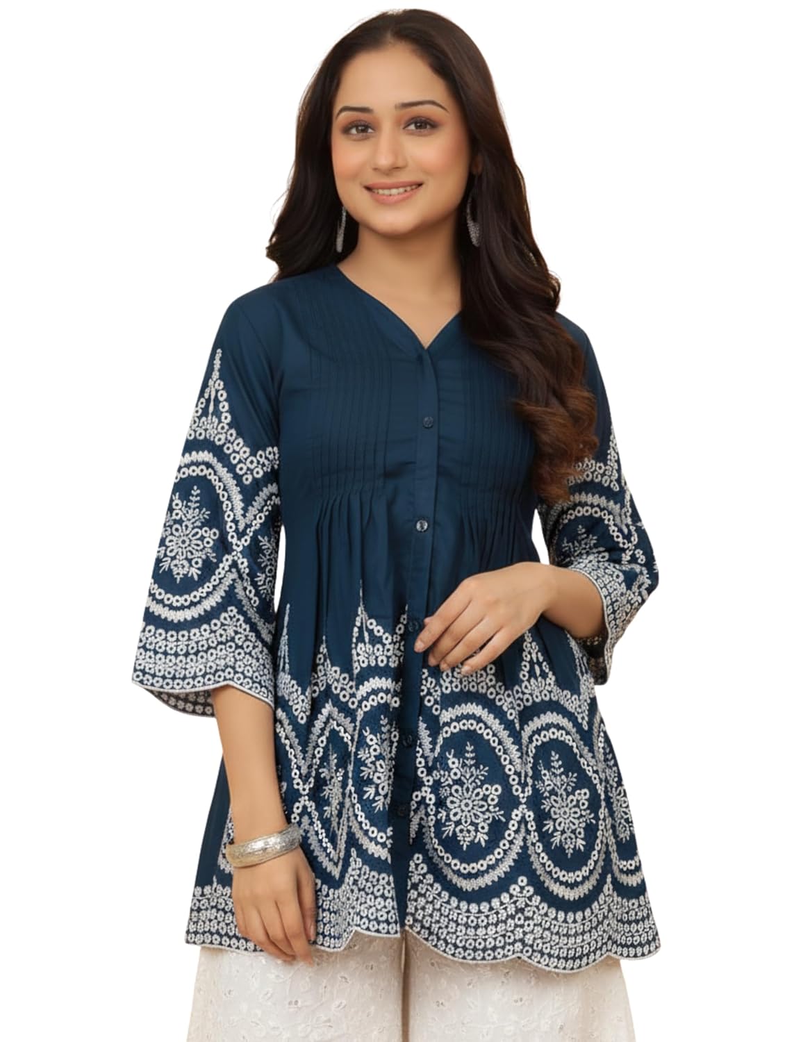KESUDI Women's Cotton Embroidered Tunic with V Neck 3/4 Sleeves Button Closure Short Dresses - Review, Price and Buying Guide