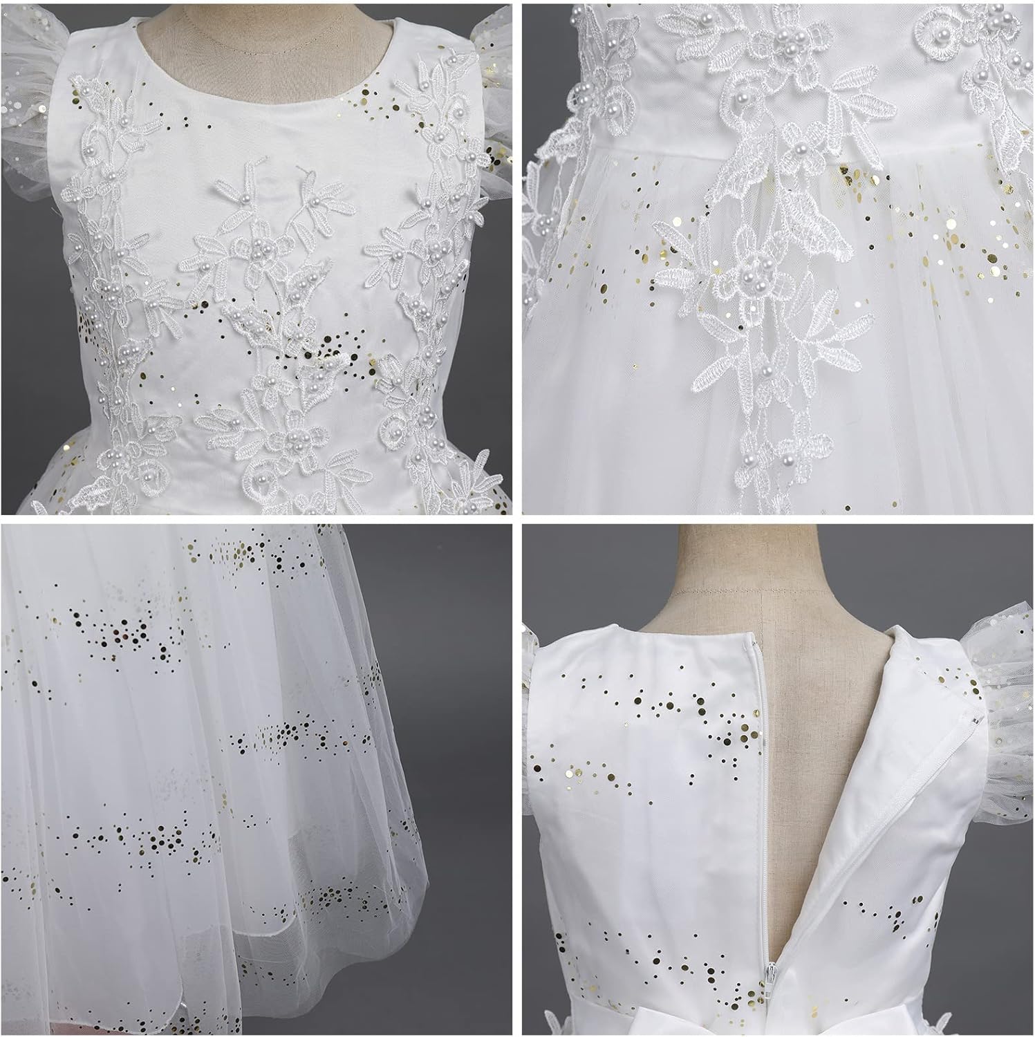 IBTOM CASTLE Girls Long Communion Princess Dresses Flower Pageant Party Wedding Floor Length Dance Evening Gowns