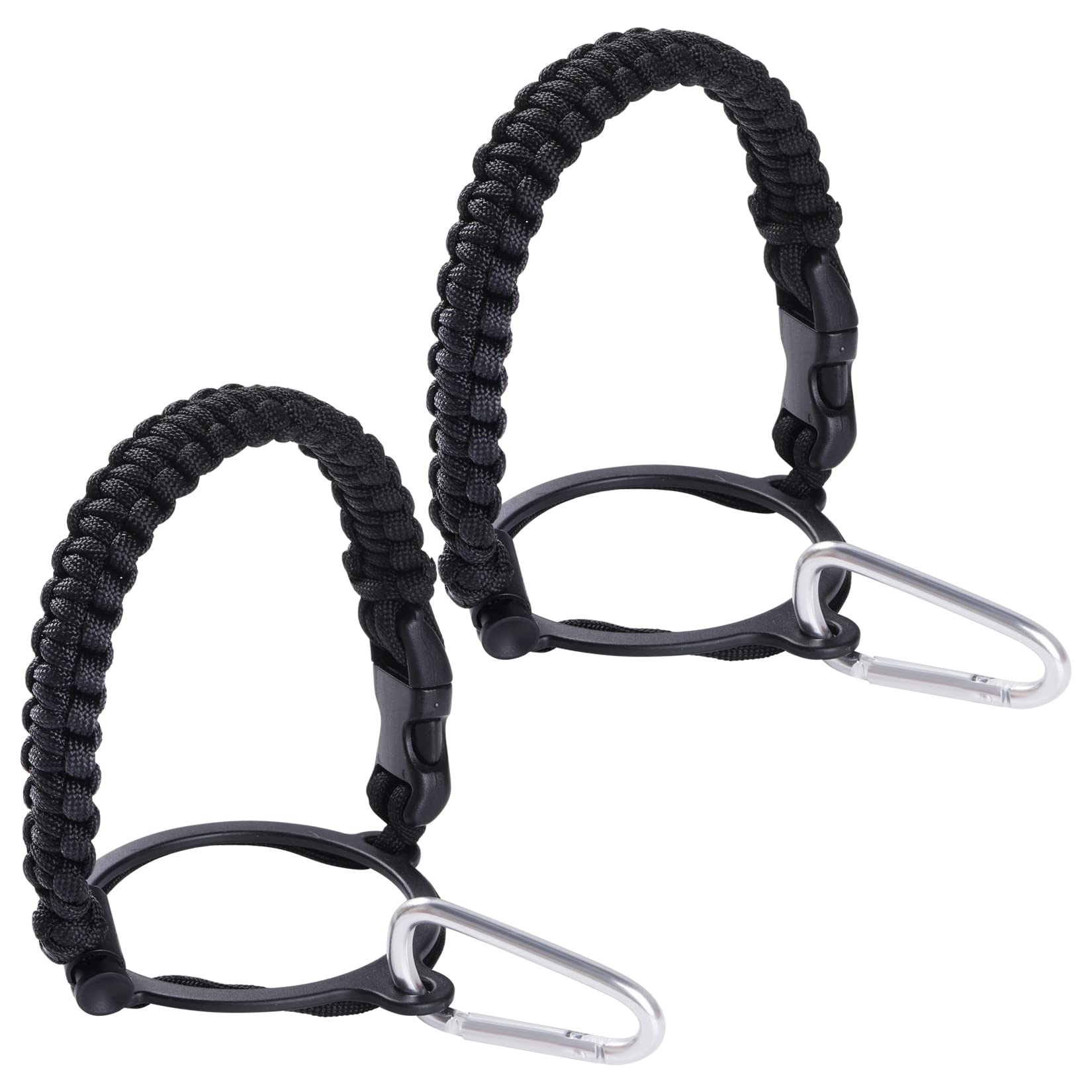 2Pcs Paracord Handle Fits Wide Mouth Bottles 12oz to 64oz - Water Bottle Paracord Handle Strap with Carrier Strap Cord, Safety Ring and Carabiner,