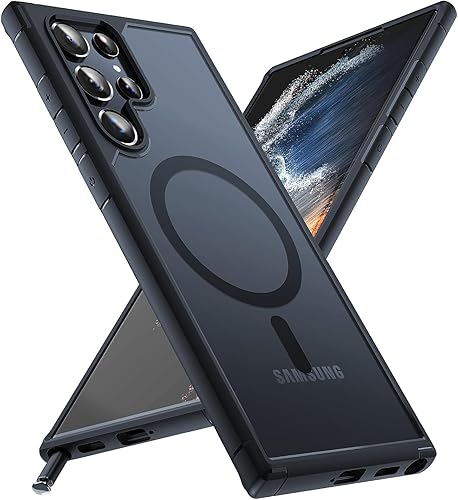 Vista 26 de TOCOL para Samsung Galaxy S22 Ultra, Funda con parte trasera dura mate translúcida [A prueba de golpes de grado militar]