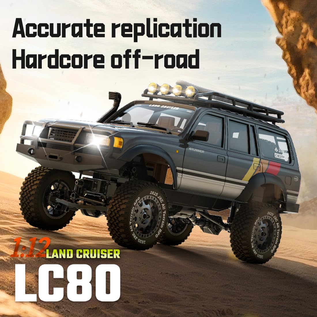 Crawler RC Crawler a escala 1/12 con motor 370 para adultos, 2.4G 4WD All-Terrain Classic Off-Road SUV diseño RC coche de escalada, para entusiastas