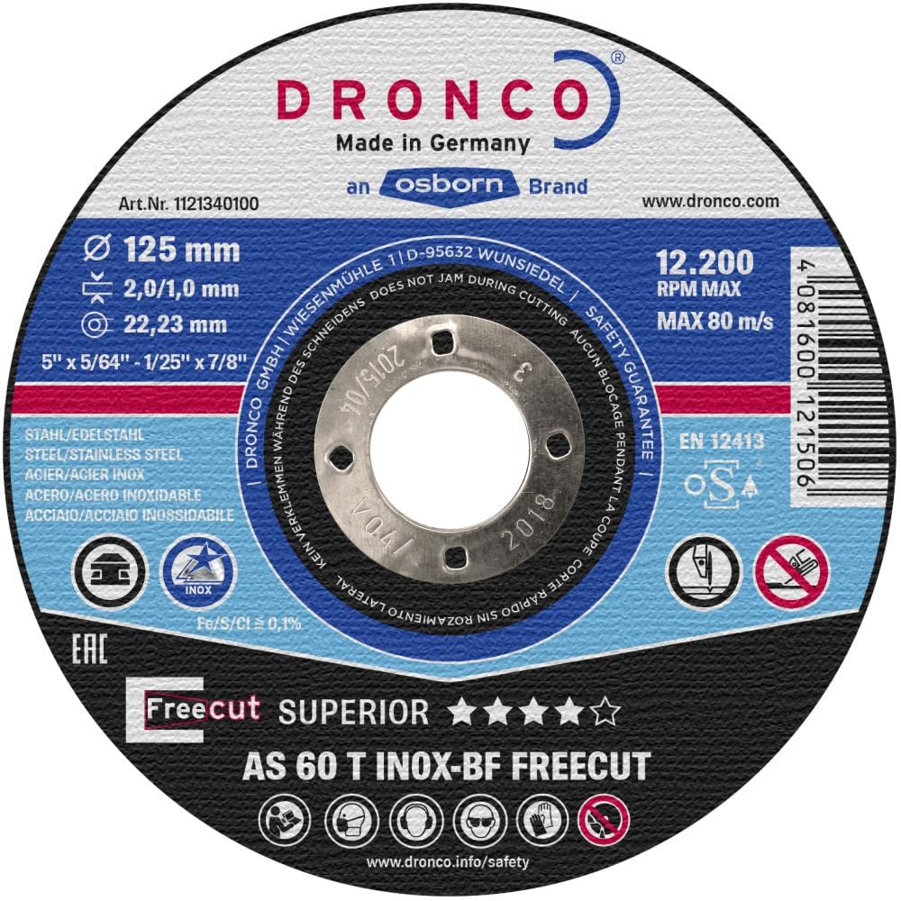 DRONCO AS46TINOXFC-230 - Disco de corte metal AS 46/AS 60 T INOX FreeCut Special (corte libre), 230 x 3/2 mm