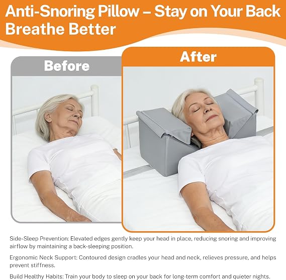 Neck Stabilizer Head Positioning Pillow for Bedridden Patients and Elderly | Adjustable Head Support Strap, High Density Foam, Waterproof Non-Slip Bed Pad for Home Care