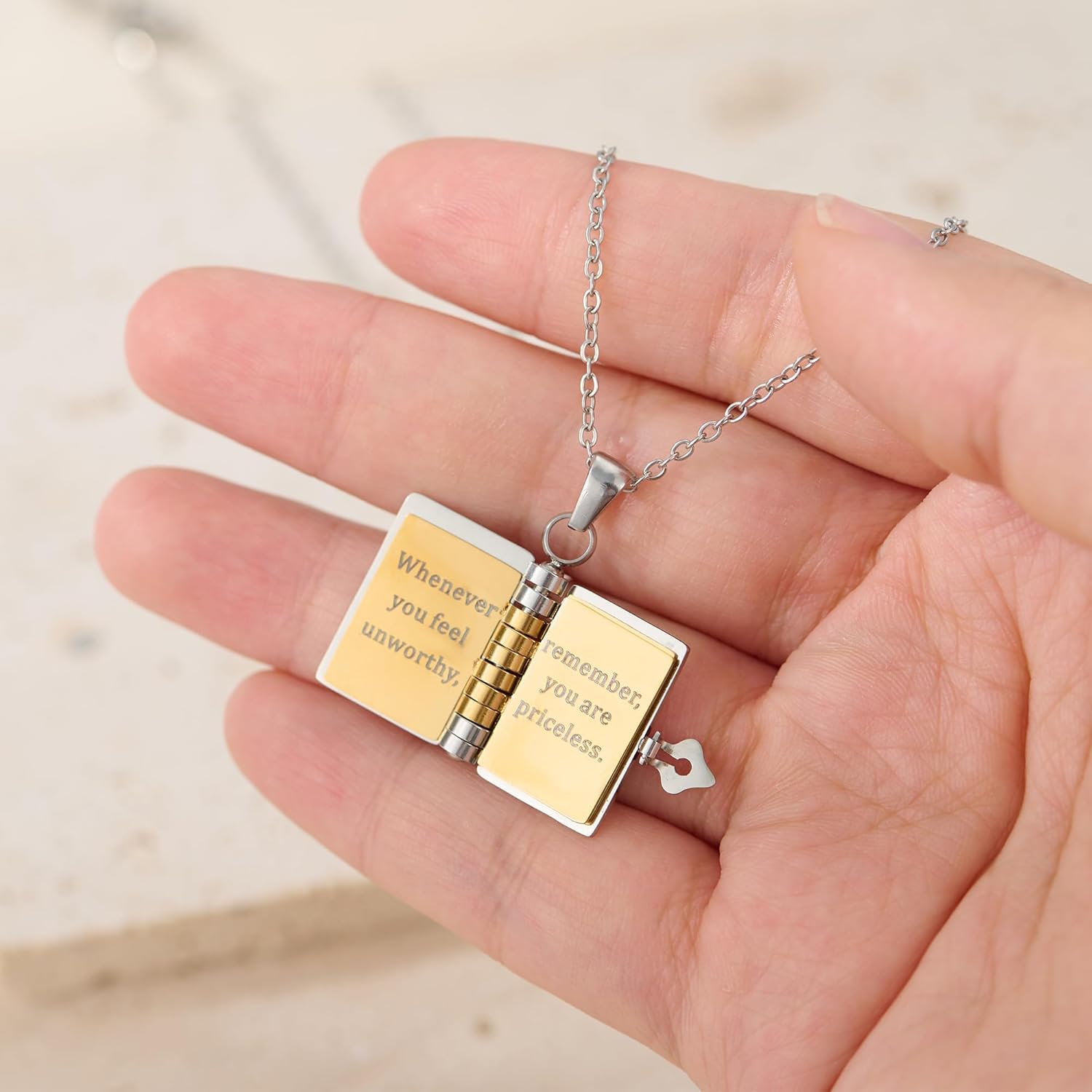 For Daughter - My Incredible Book Necklace, To My Daughter from Mom and Dad Necklace, Adjustable Book Pendant with 6 Pages Engraved Messages, Gifts for Daughter & Granddaughter - Image 2