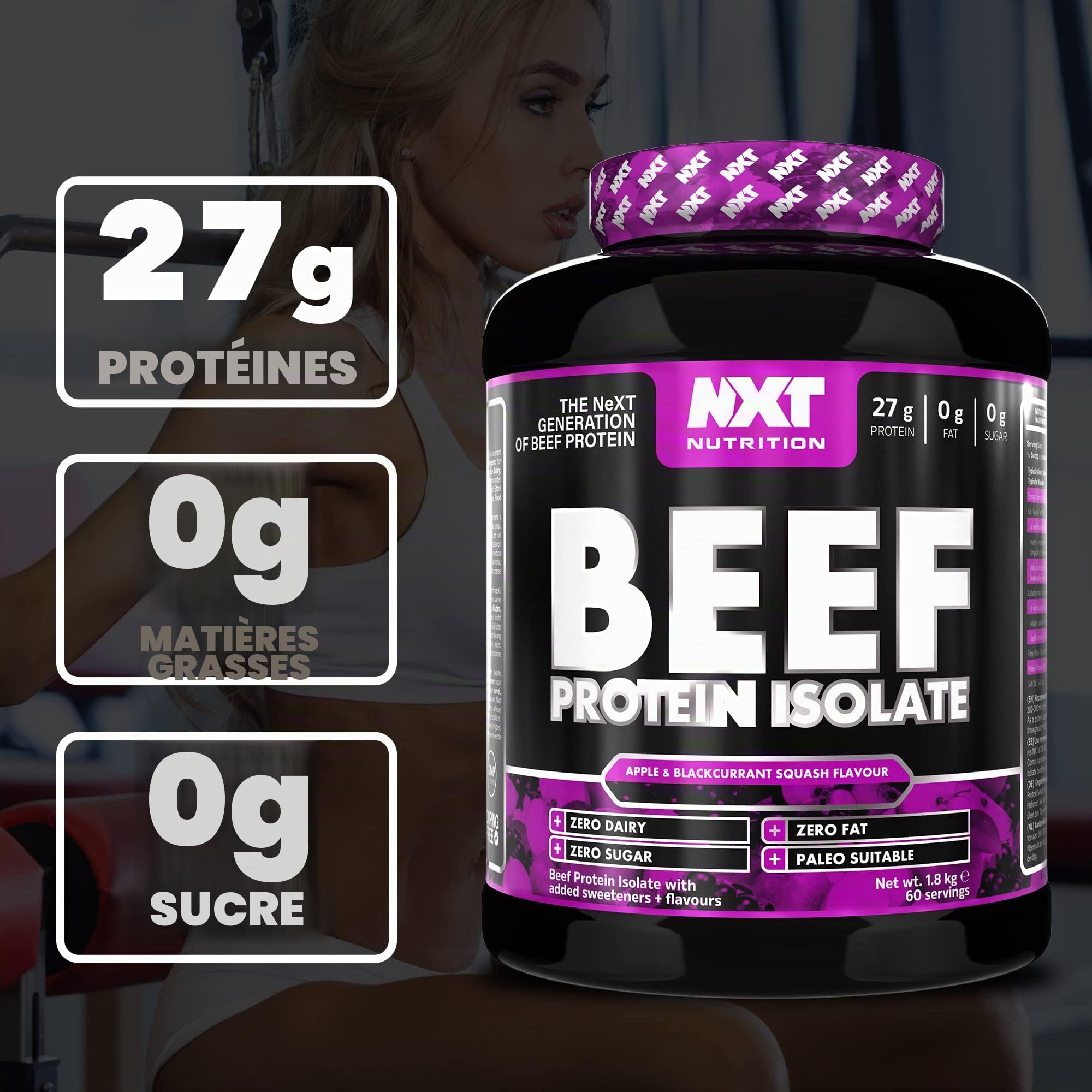 NXT Nutrition Beef Protein Isolate Powder - Protein Powder, Alternative to Whey Protein and Vegan Protein Powder, Halal, Lactose, Dairy, Gluten, and Soy Free - 1.8Kg Pineapple Blast