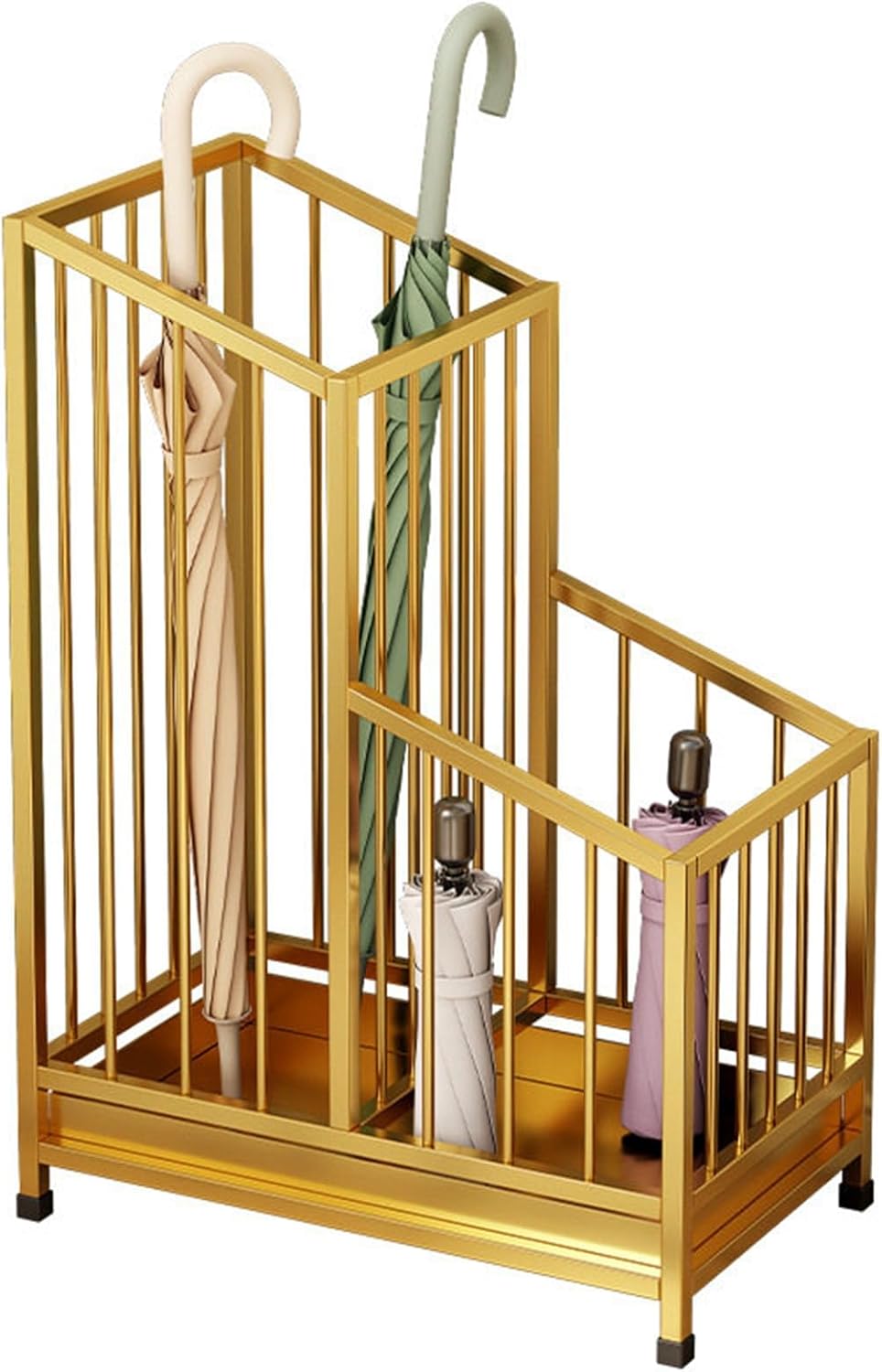 Metal Rack with Drip Tray & Hook Stylish Hollowed Out Umbrella Holder for Entryway Corridor Capacity 4 8 Umbrellas Black 23x58cm