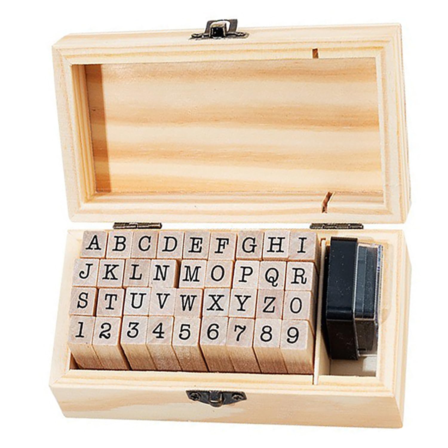 36Pcs Wooden Stamps - Alphabet & Numbers for Crafts -2