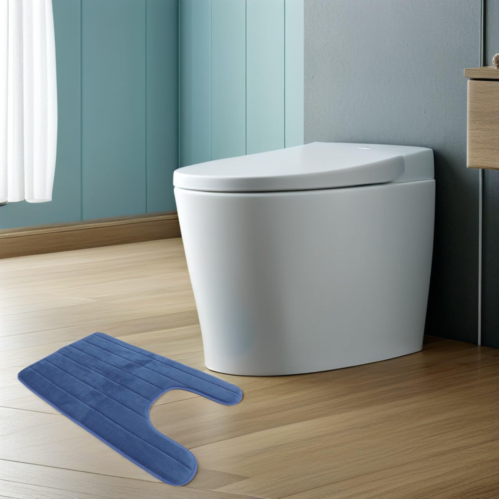 Ipetboom Lot de 2 Tapis de Toilette Contour en Polaire Corail, Antidérapants et Doux, Forme en U, Lavables en Machine pour Salle de Bain Confortable et Absorbant