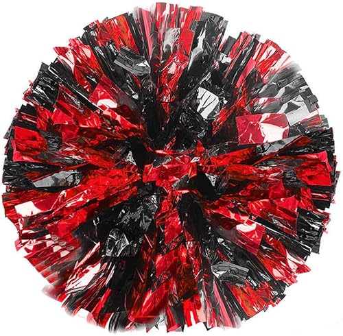 Pompones metálicos de animadora con mango de bastón para deportes de espíritu de equipo, baile, animación, niños y adultos