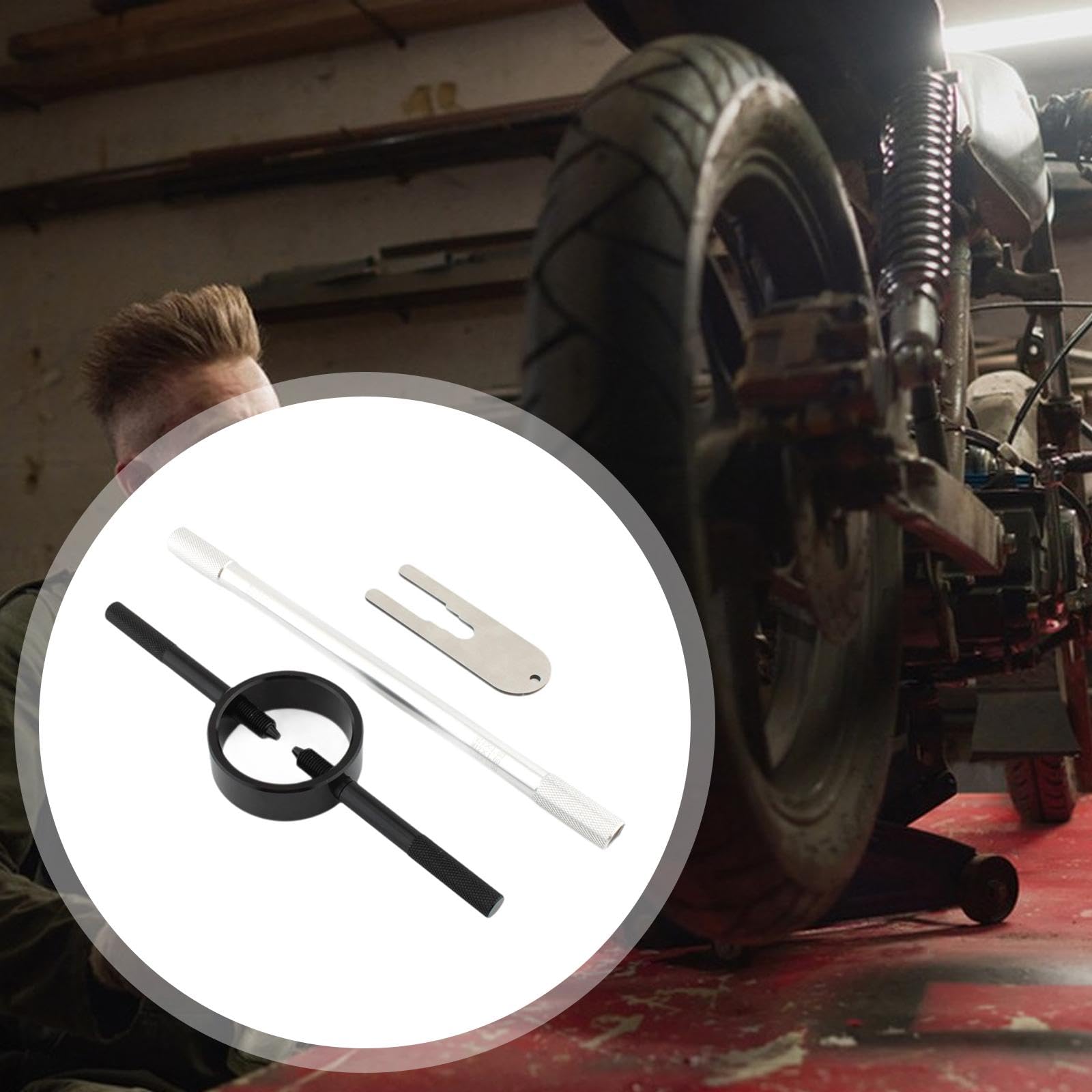 Compressore Molla Forcella Set Riparazione Motore Kit Attrezzi Valvole Strumento Lega di Alluminio Robusto Uso Facile Adatto per Appassiona, Nero Argento