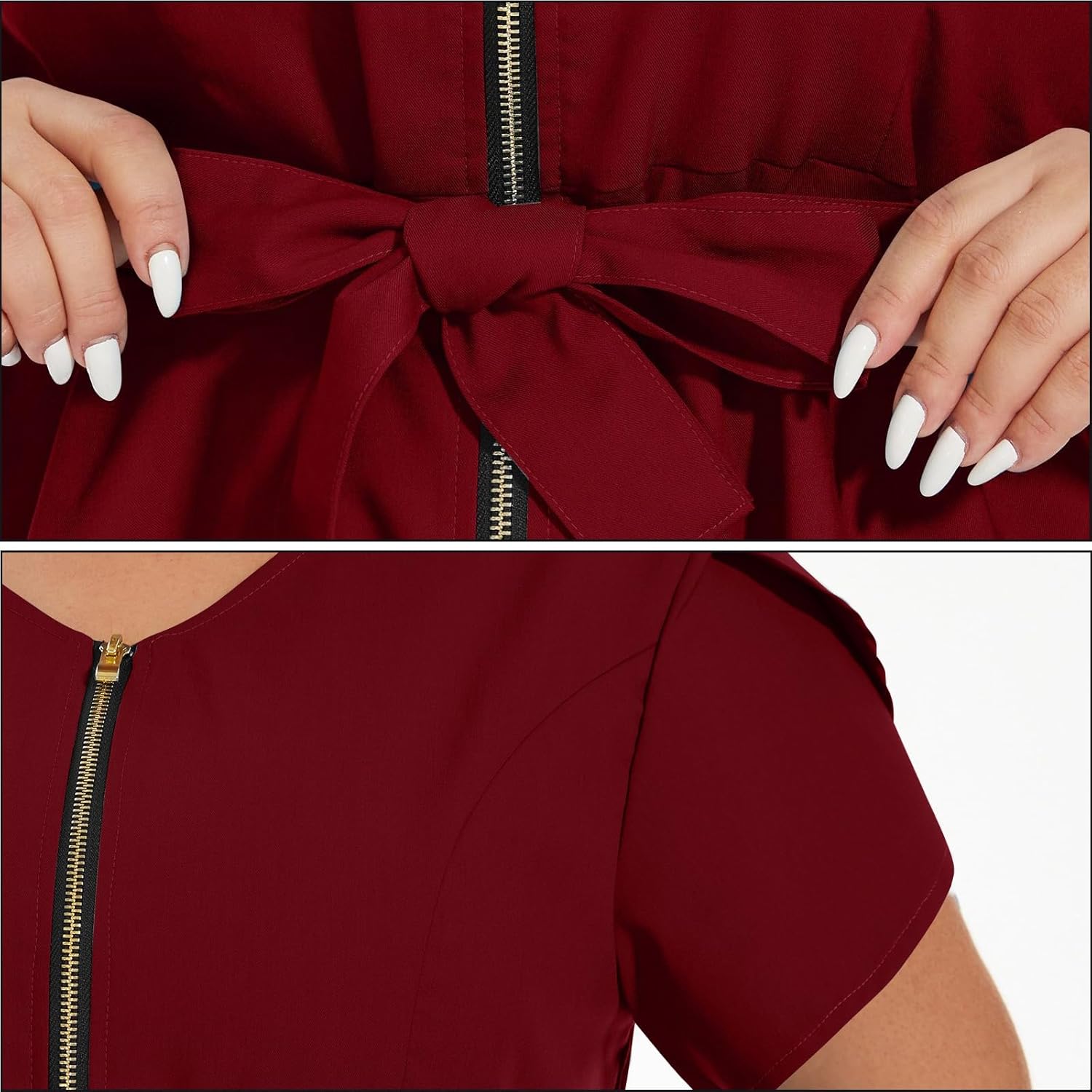 Nurse Scrubs for Women V Neck Blouse Tunic Scrub Set Workwear Uniform Stretch Nursing Jogger Pants Belt