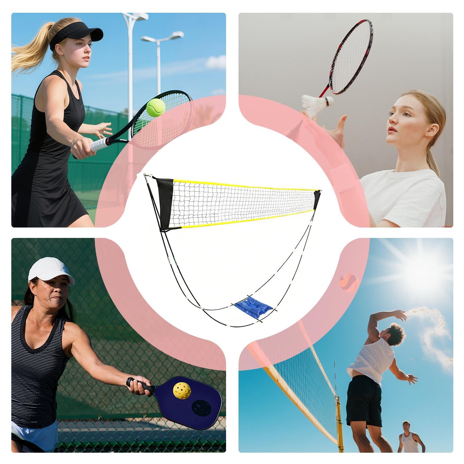 Siatka do pickleball Składany sprzęt treningowy | Składana siatka do badmintona i tenisa do treningu sportowego do ćwiczeń na podwórku, plaży, korcie, siłowni, w parku, oraz