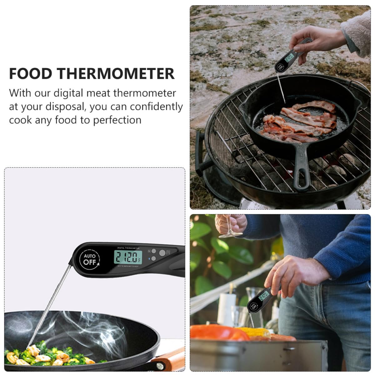 Cabilock 3 Piezas Termómetro De Barbacoa Termómetro Digital Sonda De Temperatura De La Carne Sonda Del Termómetro Del Horno Lectura Instantánea Cocina Barbacoa Horno Medidor De Temperatura