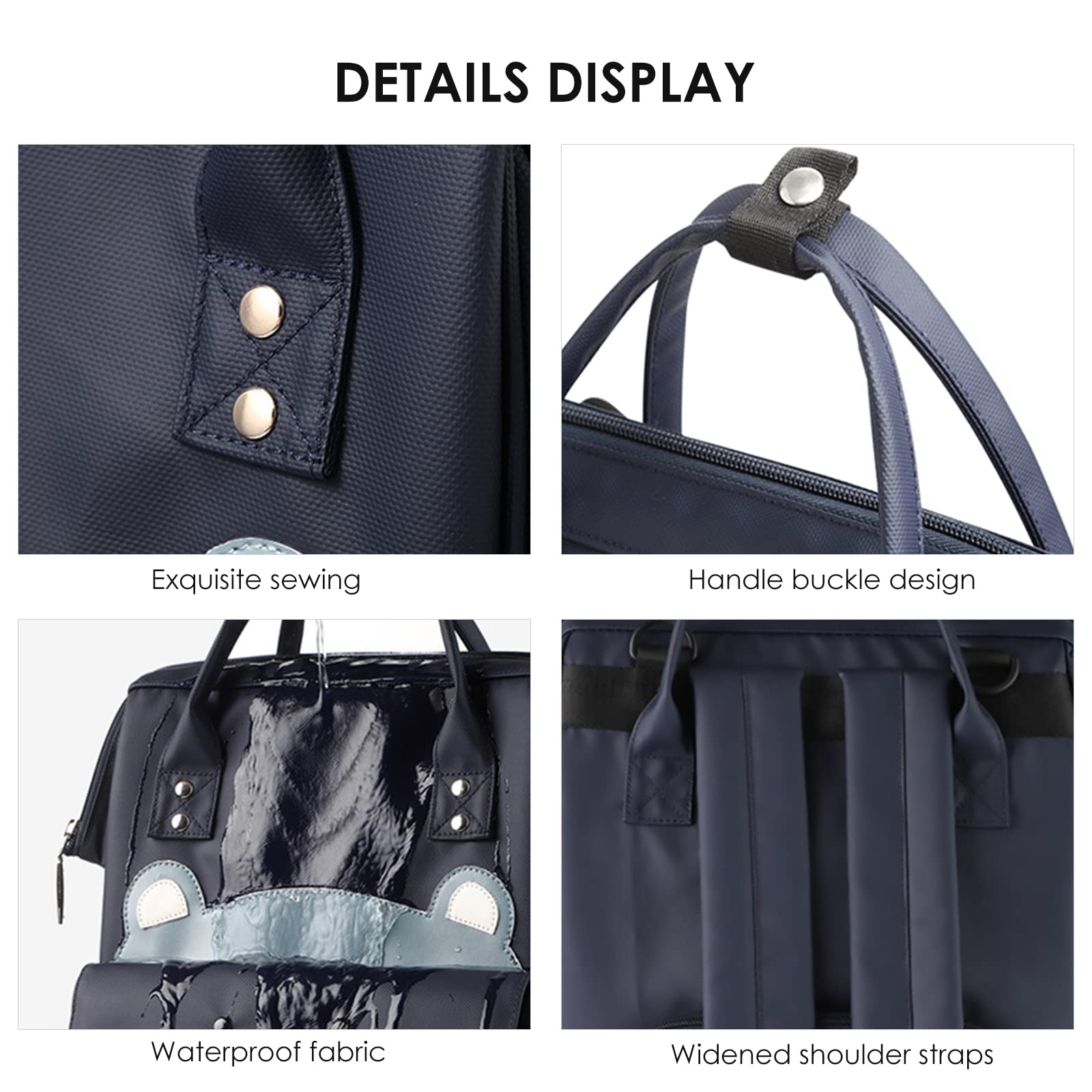 SONARIN Grande Capacità Zaino Fasciatoio Alla Moda,Borsa per Pannolini Multifunzione Impermeabile Zaino Mamma Neonato Borsa Fasciatoio da Viaggio con Fasciatoio & Ganci per Passeggino