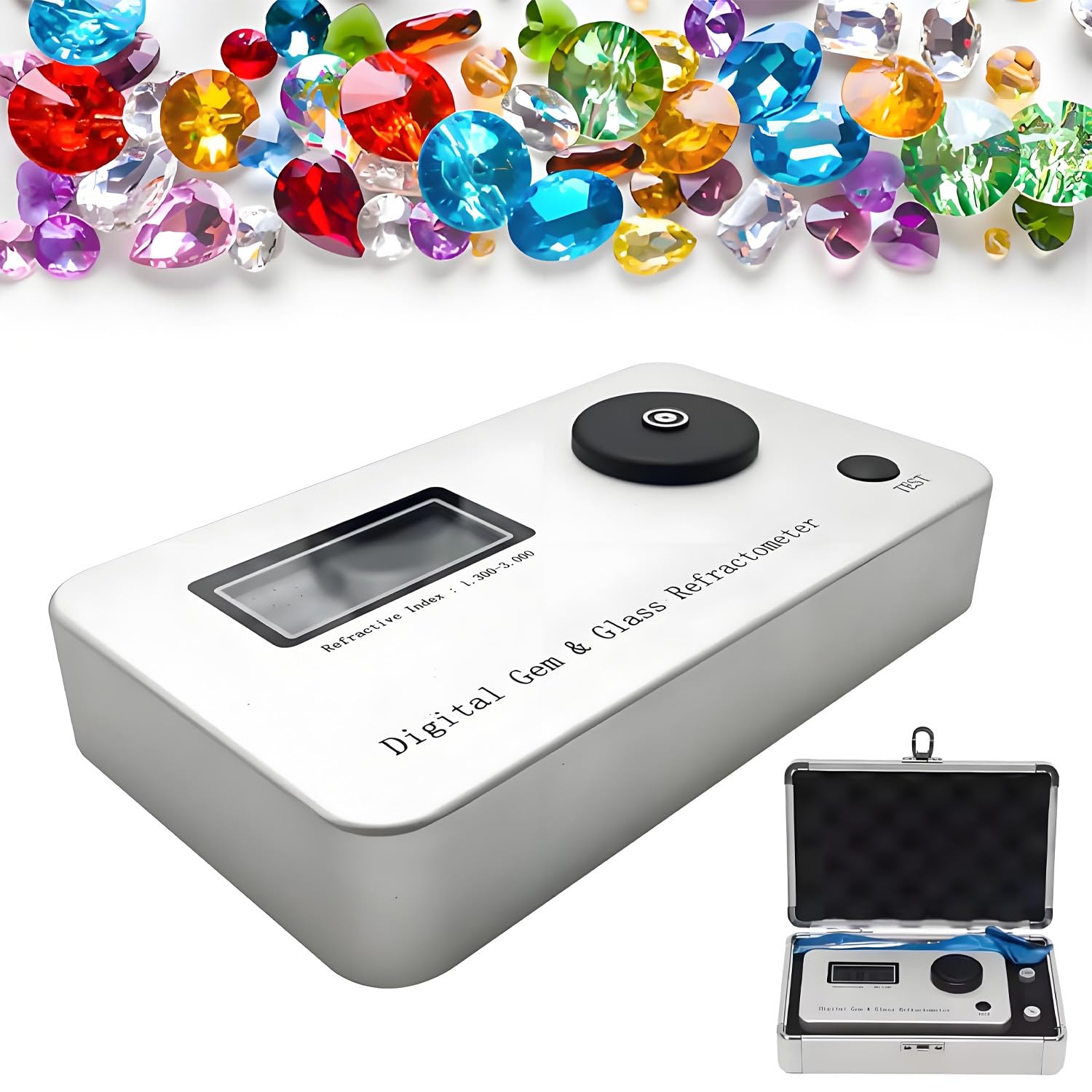 UORDBY Digital Gemstone Refractometer, Jewelry Tester Identification Tool with High-Precision Sensor, Measurement Error: ±0.005 / Accuracy: 0.001 / Refractive Index 1.300-3.000
