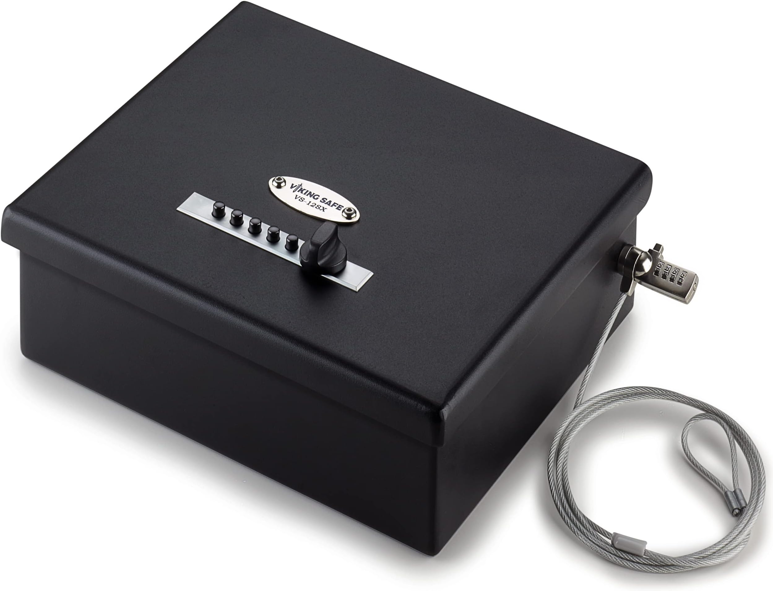 Viking Security Safe VS-12LSX Heavy Duty Mechanical Simplex Lock Two Gun Safe 2 Handgun Capacity Pistol with Security Cable Lock