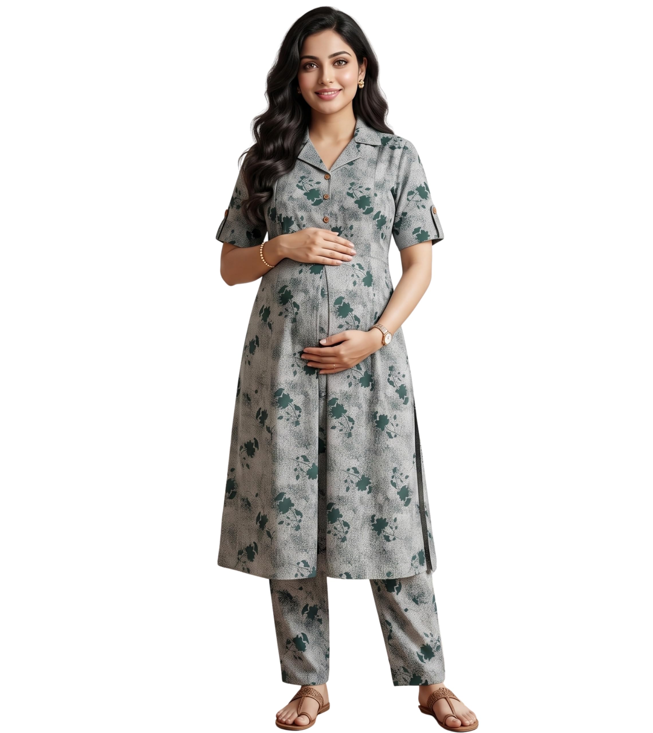 dummy shape Feeding Dresses for Women Full Set | Cotton Blend Maternity Kurta Pant Suit with Dual Nursing Zippers, Side Pocket to Pre & Post Pregnancy | Mom to Be Gifts-picture-49