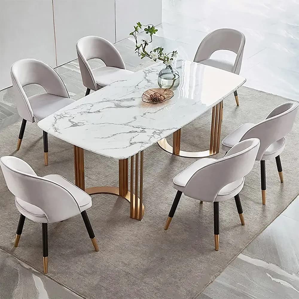 Vandana Interiors Moern 63" Faux Marble Dining Table Rectangular