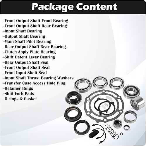 Miniatura 7 de Para GM Chevy NP246 Kit de reconstrucción de caja de transferencia de 98 pulgadas, reemplaza BK351 rodamientos, sellos y juntas de caja de