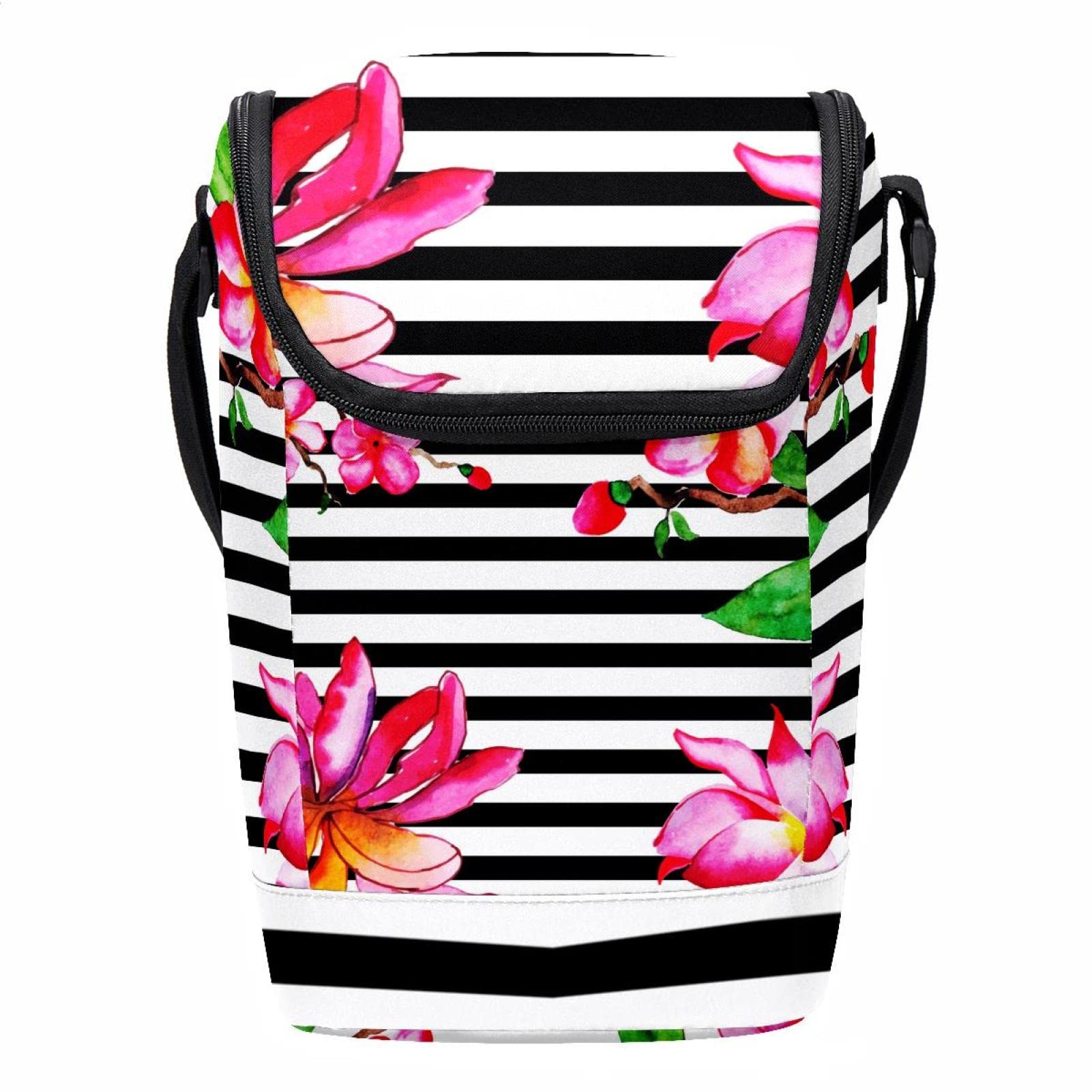 Lonchera con diseño de flores tropicales bolsa de almuerzo pequeña ligera mujeres y hombres