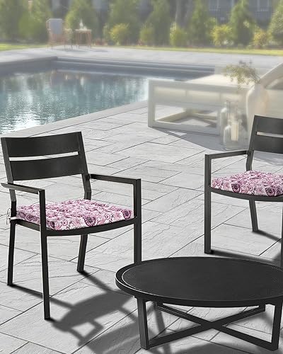 Miniatura 3 de Paquete de 4 fundas de cojín extraíbles para silla, impermeables, estampado de cachemira morada, patrón de flores étnicas bohemias, fundas