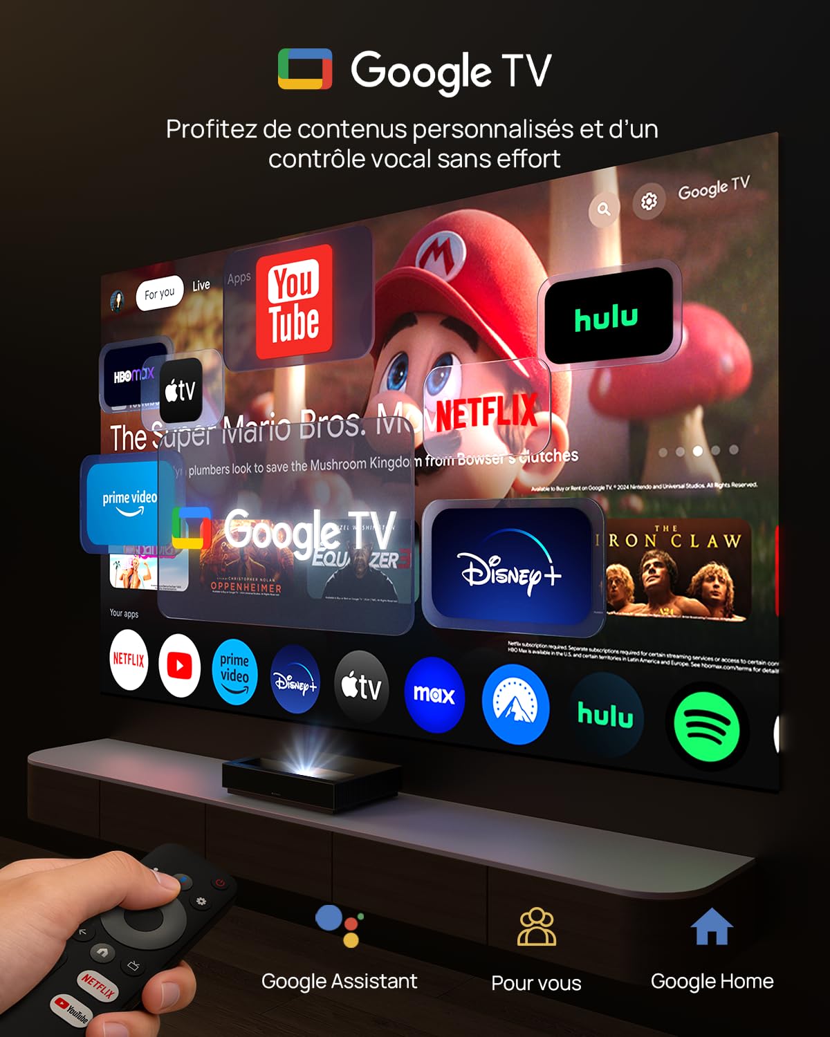 WEMAX Nova Pro Videoprojecteur Ultra Courte Focale Laser, Google TV, 2100 Lumens ISO, HDR10, HLG, AutoFocus & Keystone, Dolby Audio DTS-HD, 150" Projecteur UST ALPD Laser TV pour Cinéma Maison, Gaming