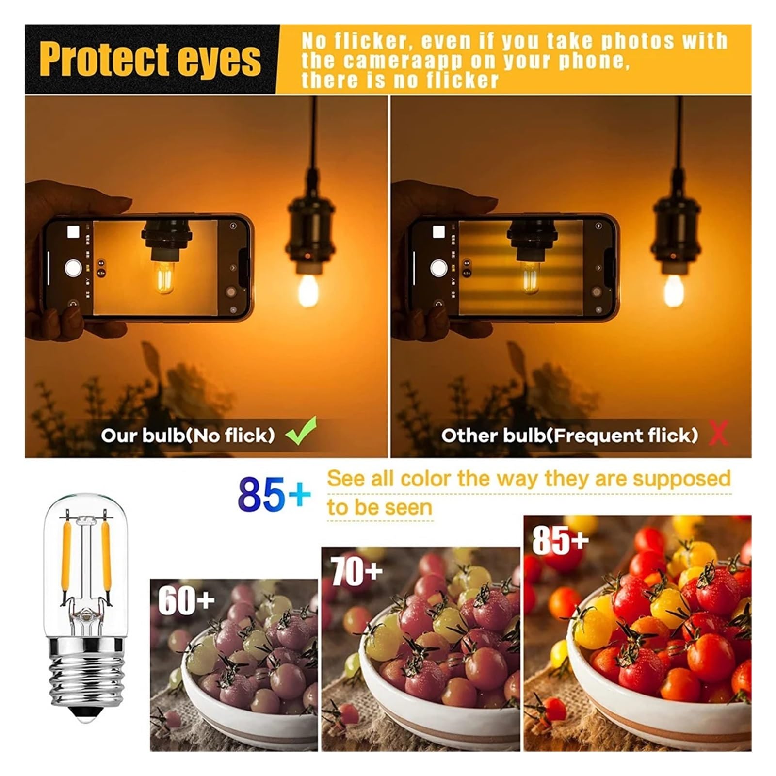 Bombillas LED Retro E17, 110 V, T20, 2 W, Regulables, tubulares, Tipo ampolla, lámpara de Sal, luz de Lava, Bombilla de filamento LED de Repuesto
