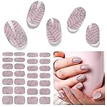 DUKASOU Semi Cured Gel Nail Strips, 28 pcs Gel Nail Strip Art Wraps Work with Any UV Lamp, Salon Quality Full Nails Stickers, Easy to Apply for Home Nails DIY