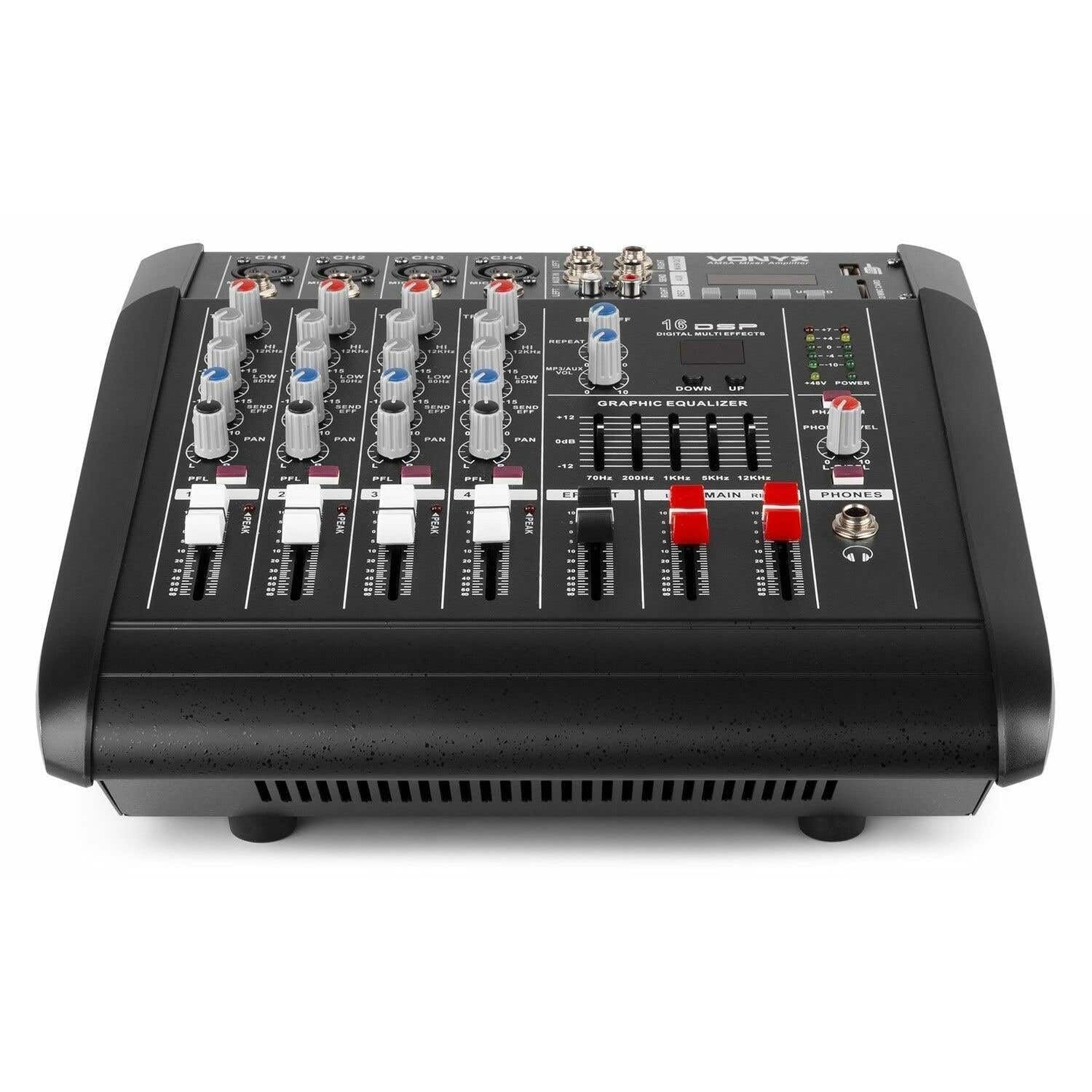 Vonyx AM5A 5-Kanal Musikmixer mit eingebautem 1000 Watt Verstärker