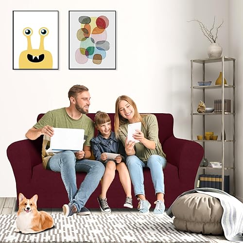 Miniatura 152 de MAXIJIN Funda súper elástica para sofá de 3 cojines, funda universal de 1 pieza para sofá de sala de estar, protector de muebles de elastano, apto